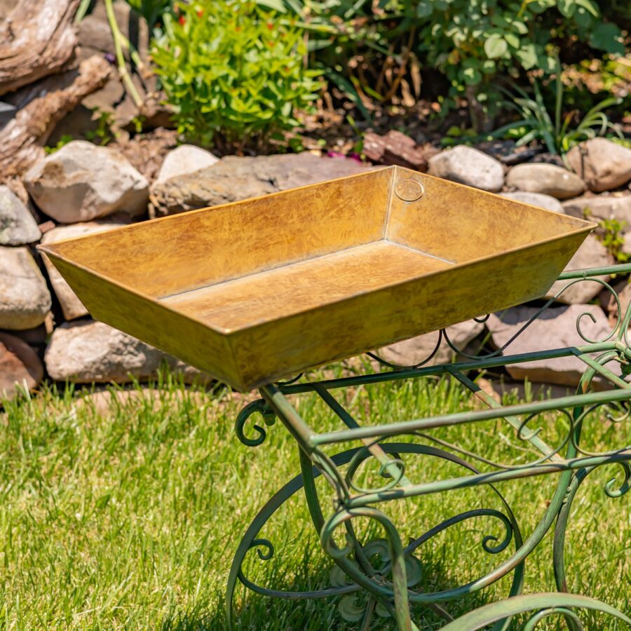 32" Tall Metal Garden-Flower Cart with Handle & Wheels "London 1820" - Image 16