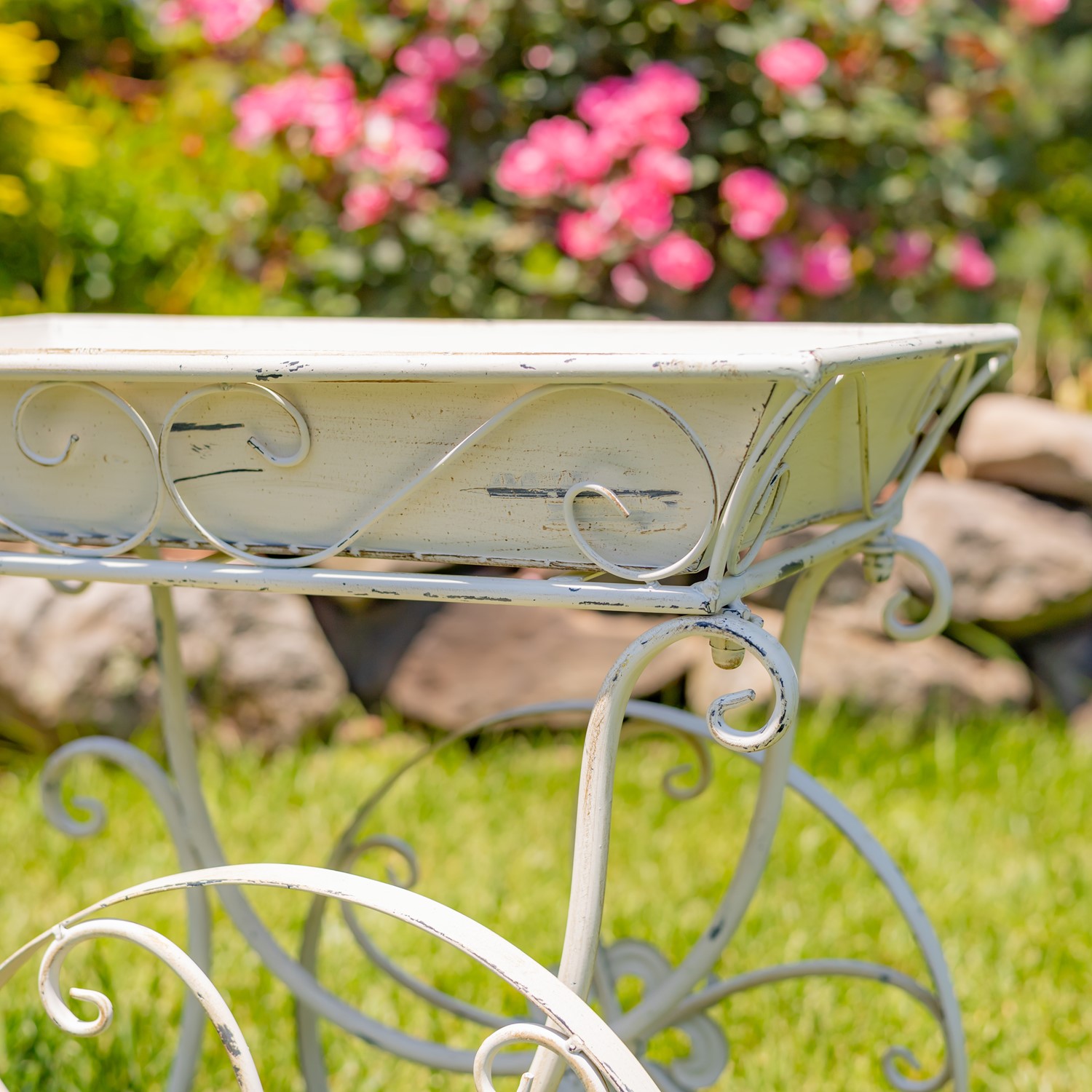 32" Tall Metal Garden-Flower Cart with Handle & Wheels "London 1820" - Image 17