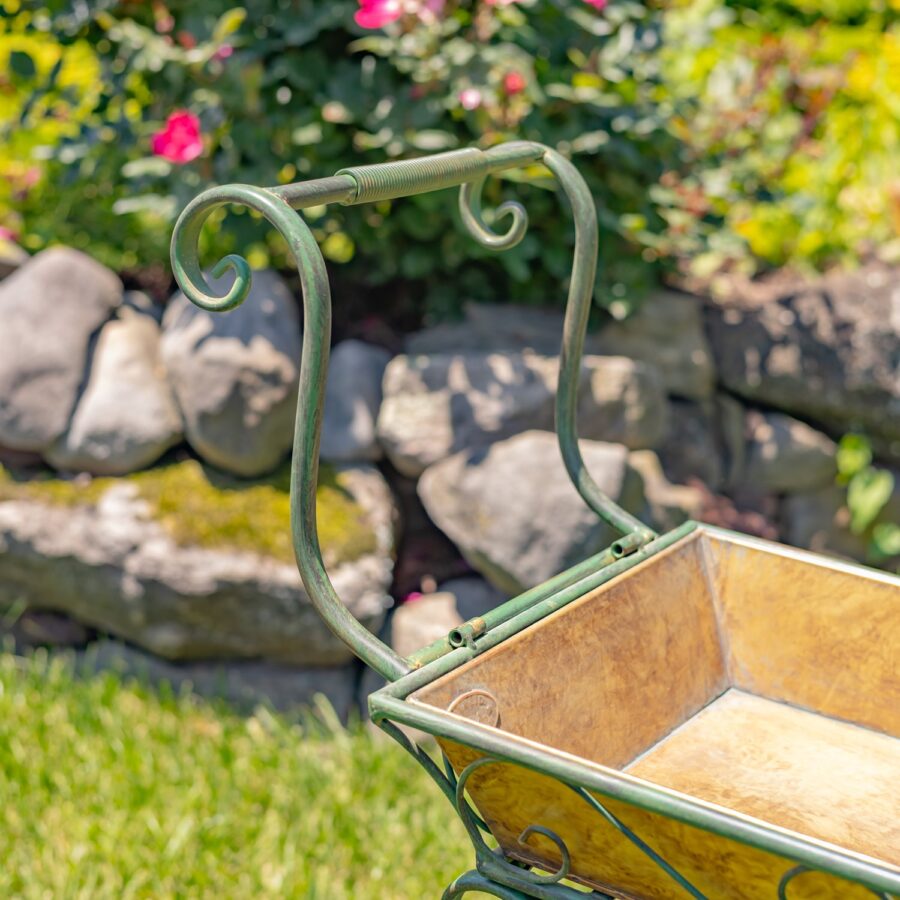 32" Tall Metal Garden-Flower Cart with Handle & Wheels "London 1820" - Image 18
