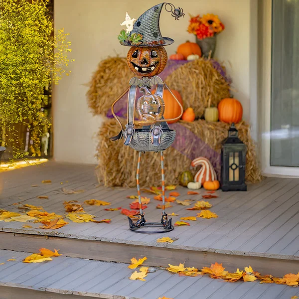 42.5in Tall Pumpkin Witch with Jack-O-Lantern Candy Holder Halloween Decoration