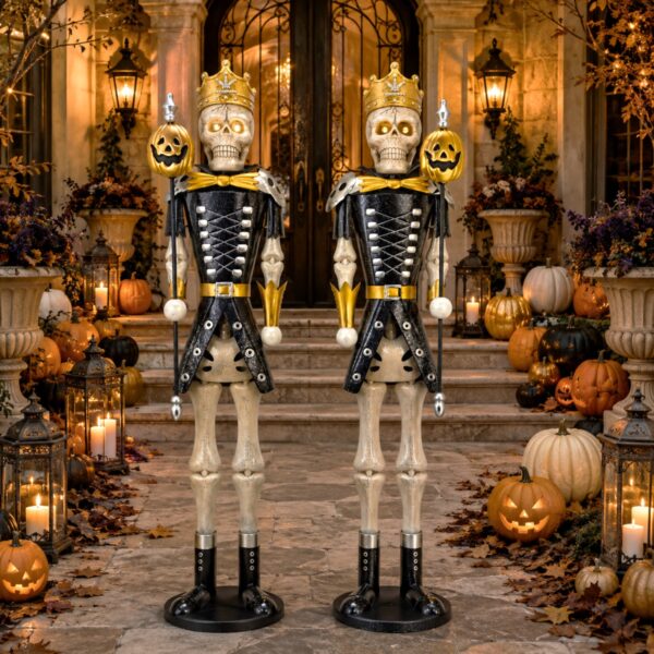 Set of 2 Asst. Standing Gold Ancient Skeleton Sentry Soldiers "Metztli & Itzli"