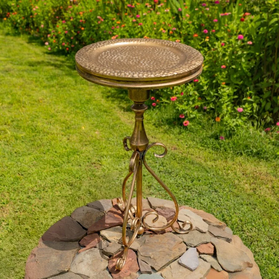 29.3" Tall Gold Round Metal Plant Stand-Birdfeeder