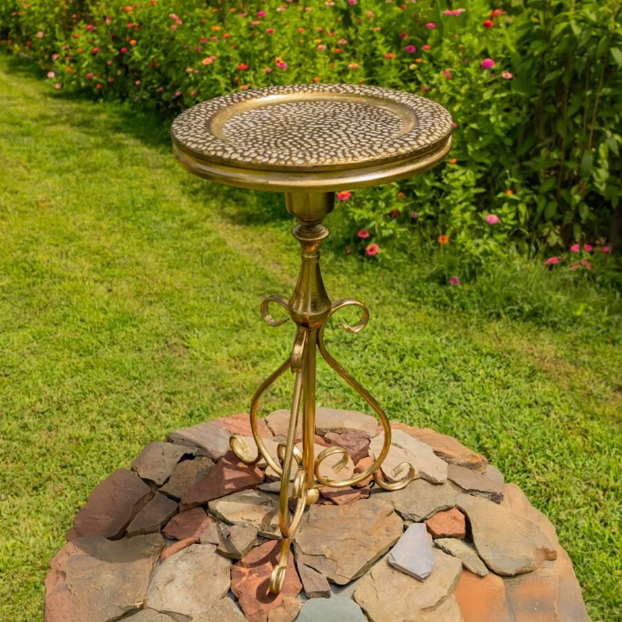 29.3" Tall Gold Round Metal Plant Stand-Birdfeeder - Image 3