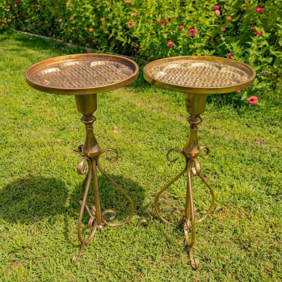 29.5" Tall Gold Round Metal Plant Stand-Birdfeeder - Image 2