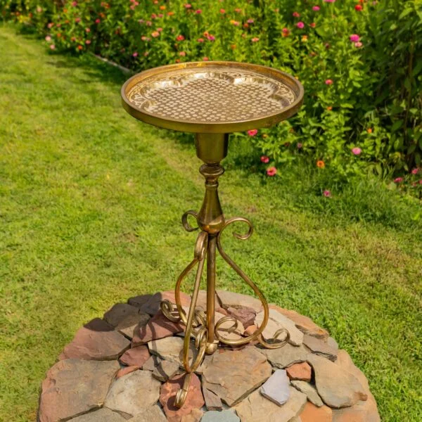 29.5" Tall Gold Round Metal Plant Stand-Birdfeeder