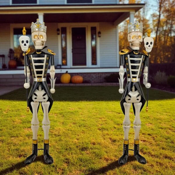 Set of 2 Assorted Silver Ancient Skeleton Sentry Soldiers "Chicahua & Chipahua"