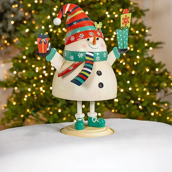 27In Tall Iron Snowman Holding Presents Figurine Tsugo-Bugo