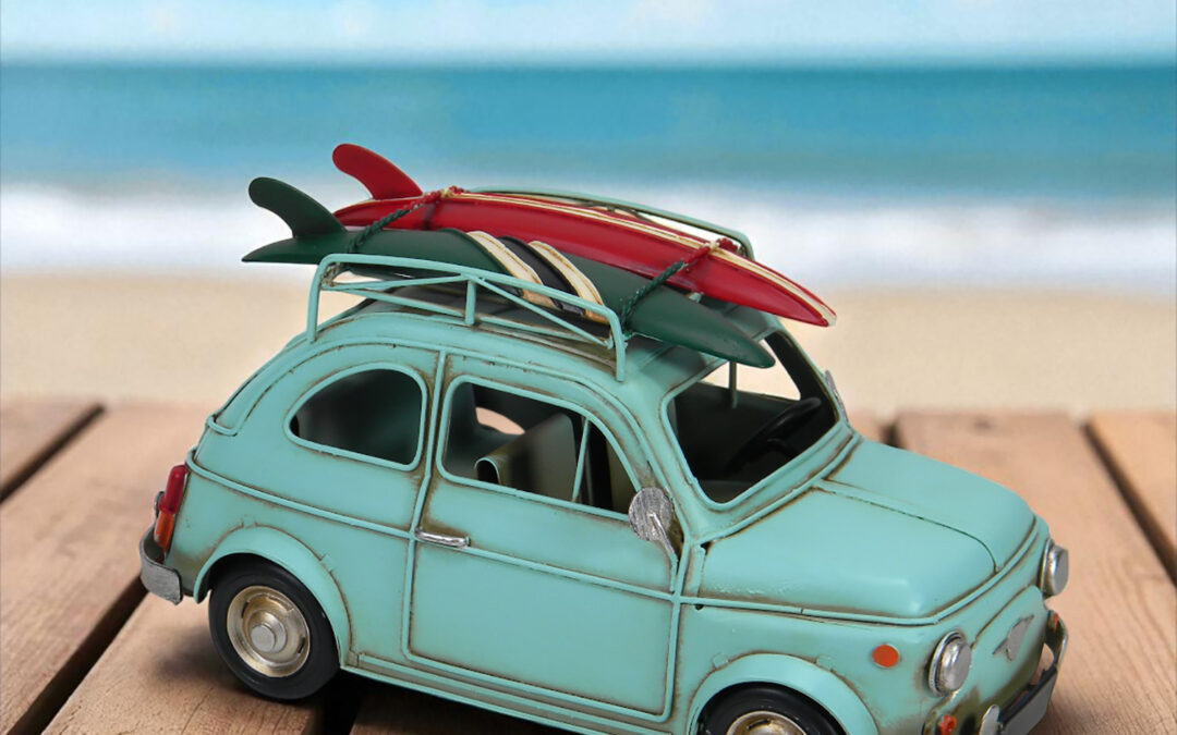 10.6″ Light Blue Punch-Buggy with Surfboard Decoration