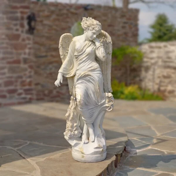 63" Tall Magnesium Angel Statue in Antique Grey "Lillith"