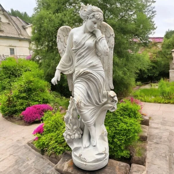 63" Tall Magnesium Angel Statue in Antique Grey "Lillith"