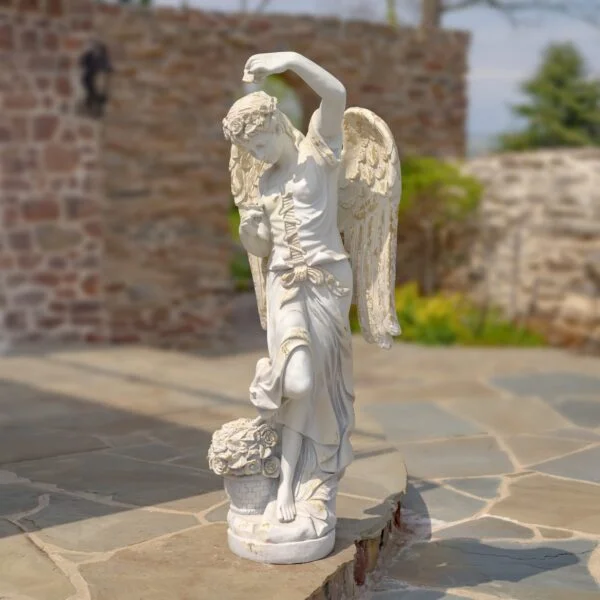63" Tall Magnesium Angel Statue in Antique Grey "Emma"