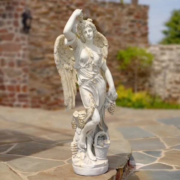 63" Tall Magnesium Angel Statue in Antique Grey "Celeste"