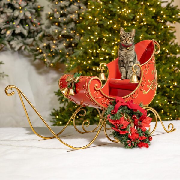 3.77ft. Long Opulent Metal Christmas Sleigh "Joyeux Noël"