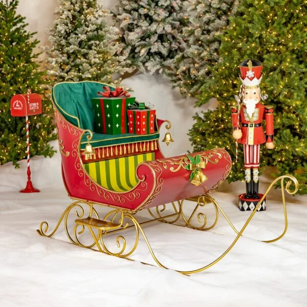 8ft. Long Opulent Metal Christmas Sleigh "Good King Wenceslas"