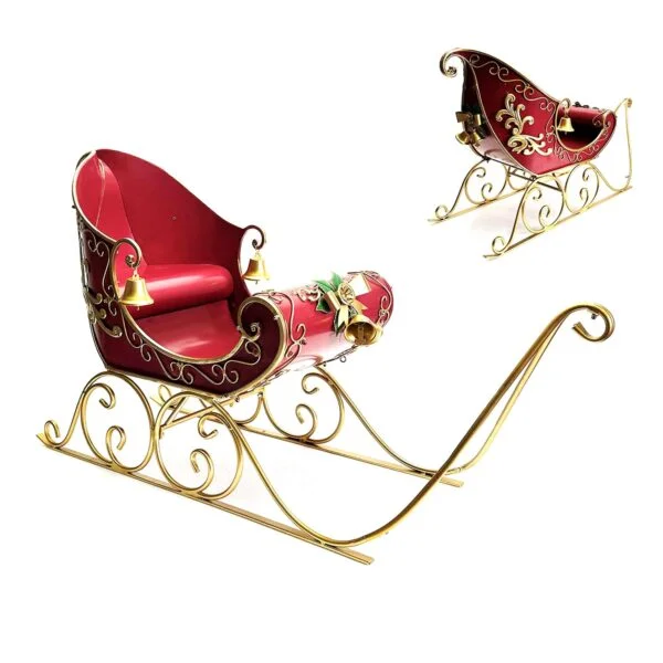 3.77ft. Long Opulent Metal Christmas Sleigh "Joyeux Noël"