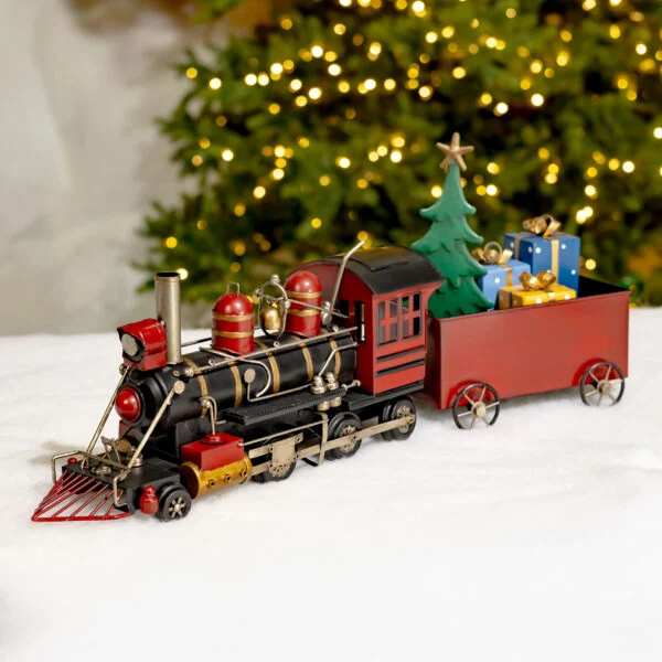 26" Long Christmas Locomotive Train Decoration with Cart & Gifts