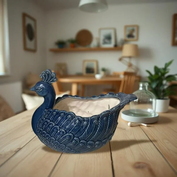 18.5" Hand Painted Ceramic Peacock Planter "Koni"