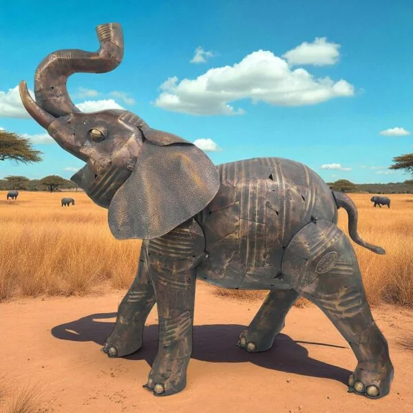 68.5" Tall Large Elephant Iron Garden Statue "Mali"