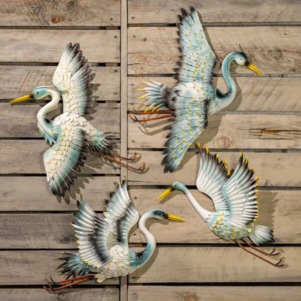 Set of 4 Assorted Elegant Whooping Crane Wall Decorations "Port Aransas"