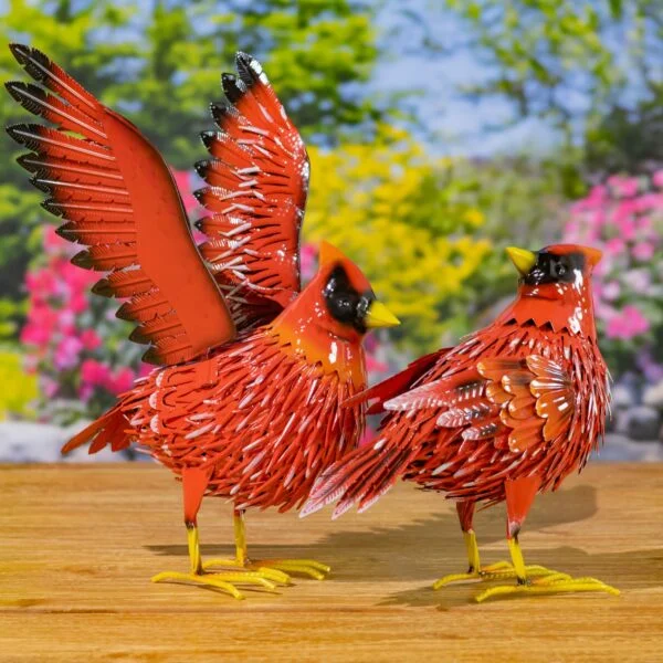 Set of 2 Assorted Cardinal Metal Figurines