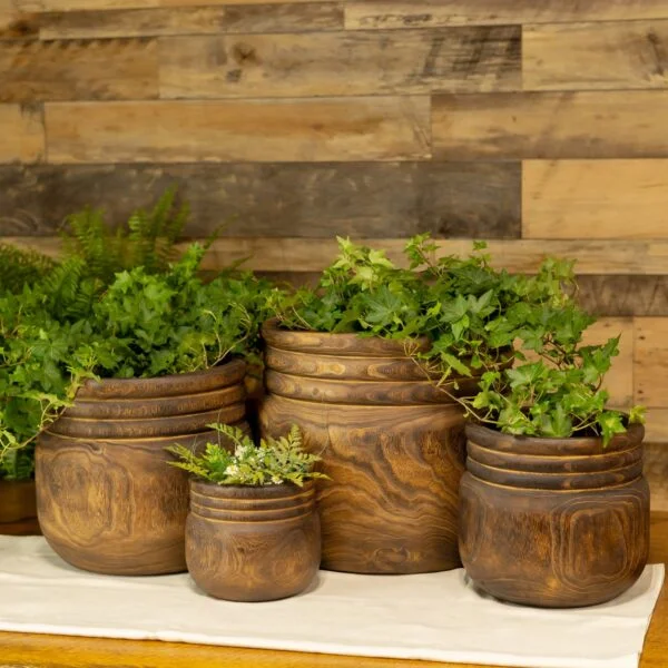 Set of 4 Assorted Round Wooden Decorative Nesting Bowls "Nantahala"