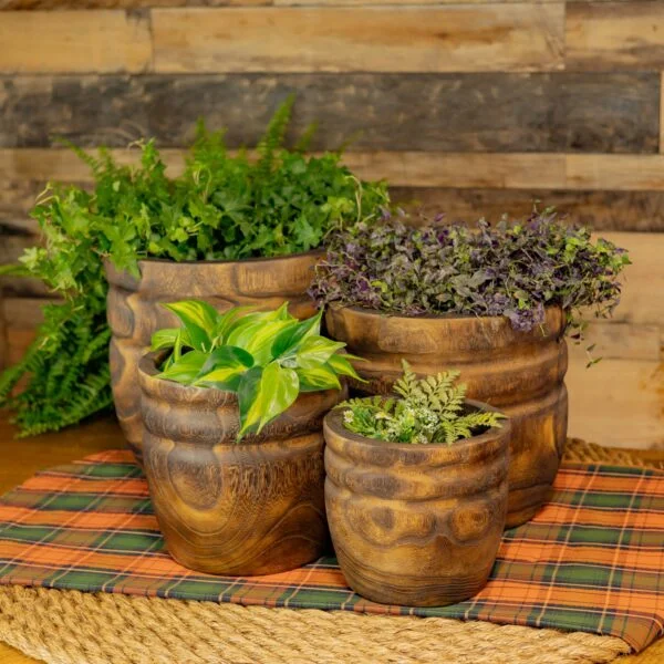 Set of 4 Assorted Round Wooden Decorative Nesting Bowls "Teton"