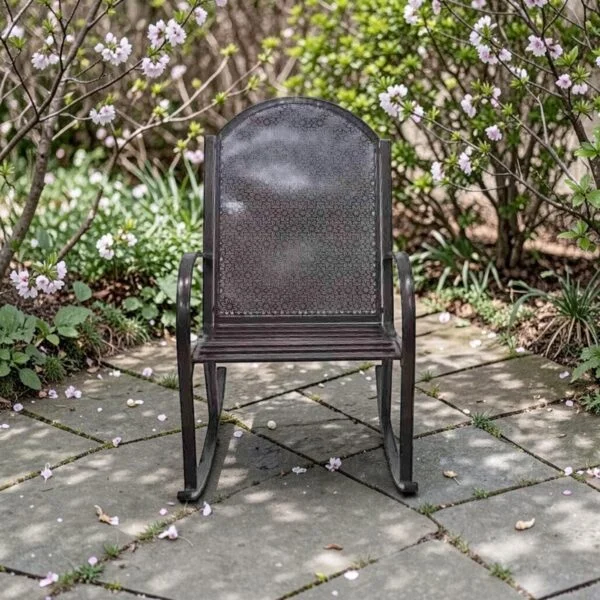 Tsugo Iron Garden Rocking Armchair in Antique Bronze