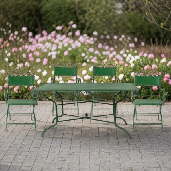 "Charleston 1940" Five-Piece Galvanized Outdoor Metal Dining Set