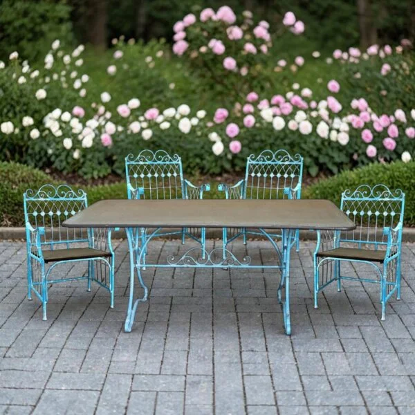 "Charleston 1940" Five-Piece Rectangular Metal Outdoor Dining Set