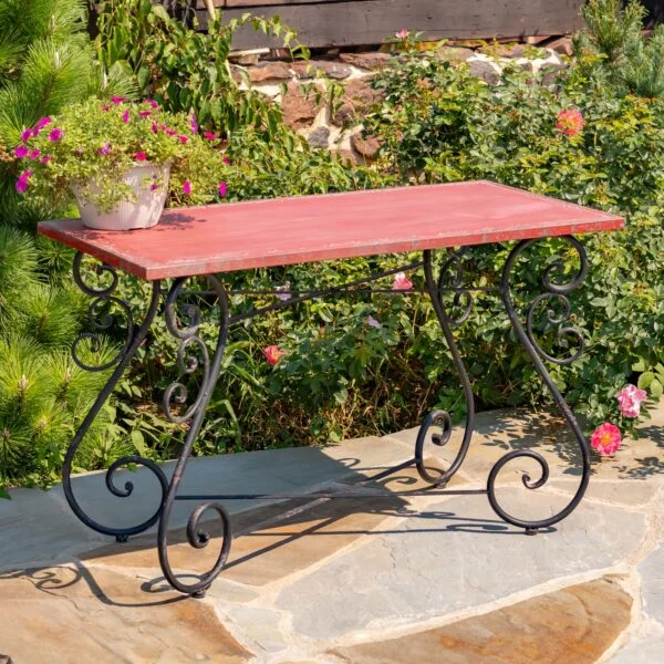 48"x23.6" Antique-Style Rectangular Iron Table "Charleston 1940"