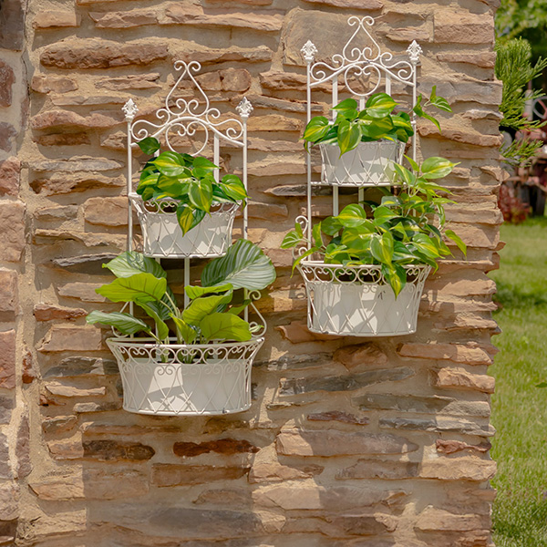 Set of 2 Dual Wall Hanging Planters with Removable Baskets London 1820