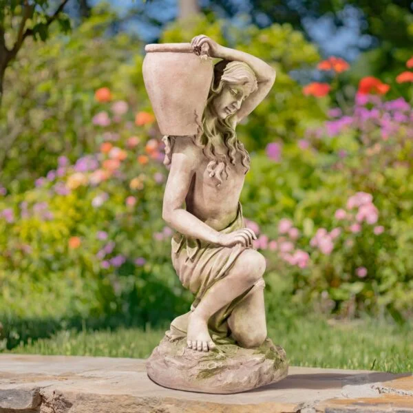 41" Tall Lady Kneeling with Urn on Shoulder Garden Statue "Rachael"