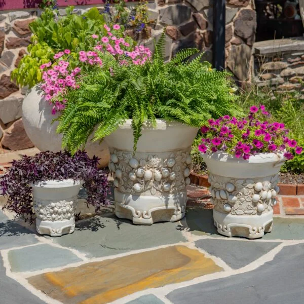 Set of 3 Assorted Magnesium Round Urn Planters in 2 Color Options