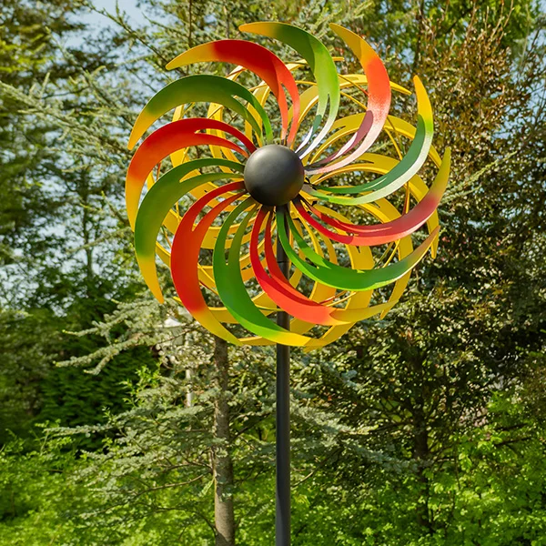 93in Tall Red, Green & Yellow Metal Windmill Stake Adriana