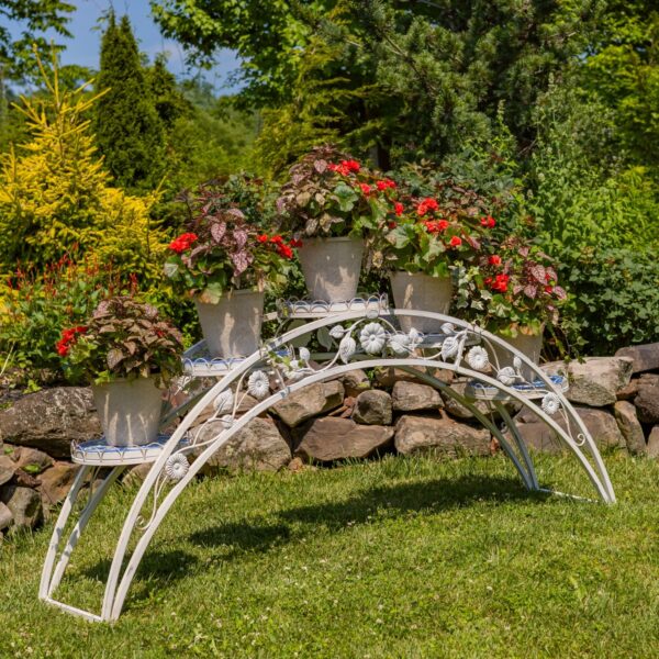 6.5ft Santorini Bridge-Style Iron & Mosaic Plant Stand
