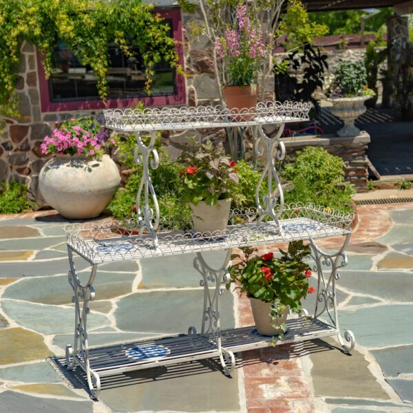 4.5ft Santorini Three-Tier Iron & Mosaic Display Stand