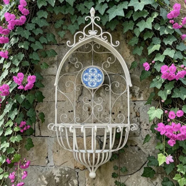 Santorini Iron & Mosaic Hanging Wall Planter