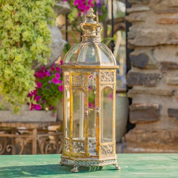 21" Tall Iron & Glass Terrarium-Lantern "Monte Carlo"