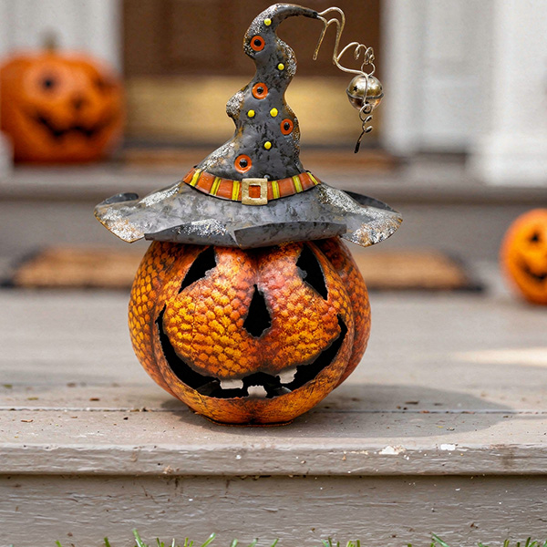 15.75in. Tall Witch Hat Jack-O-Lantern Halloween Figurine Gideon Gourd