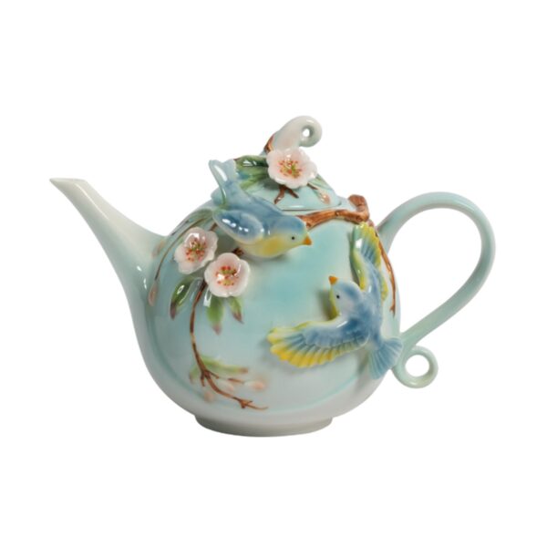 9" Hand Painted Decorative Teapot Accent "Cyan"