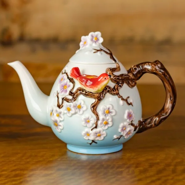 8.75" Hand Painted Decorative Teapot Accent "Afina"