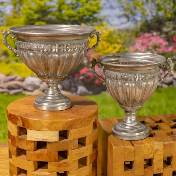 Frosted Silver Metal Urn "Liber" - 2 Size Options
