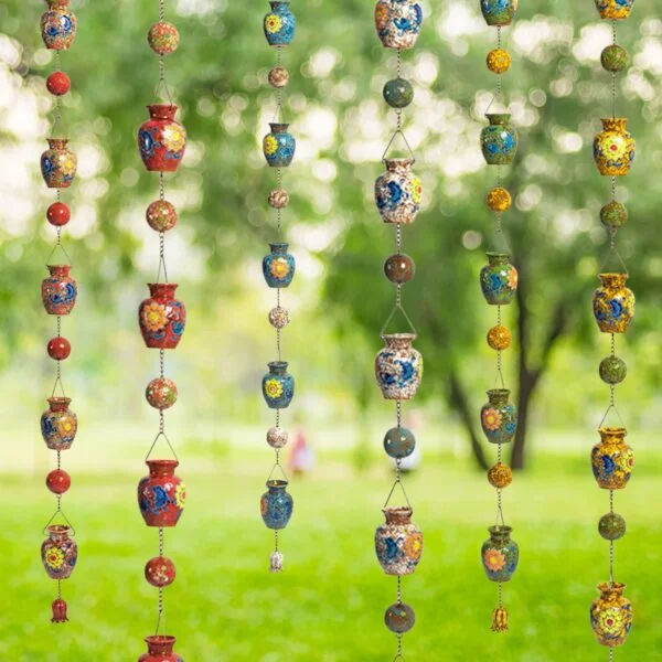 Set of 6 "Terravinna" Hand-Painted Porcelain Rain Chains