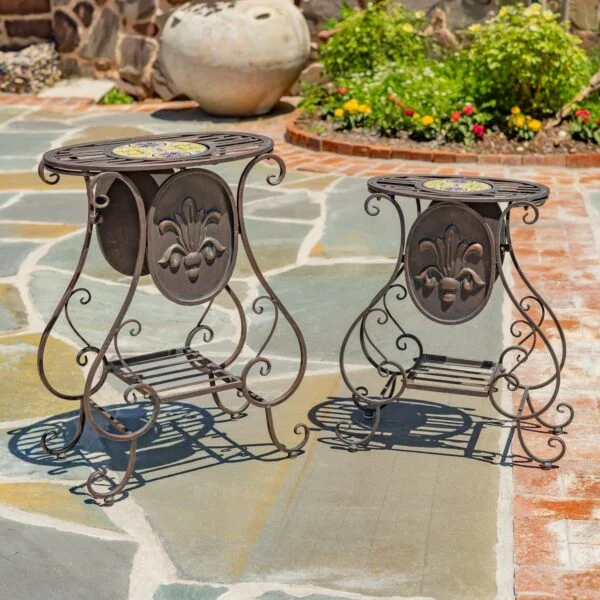 Atlantis Set of 2 Mosaic Plant Stands – 2 color options