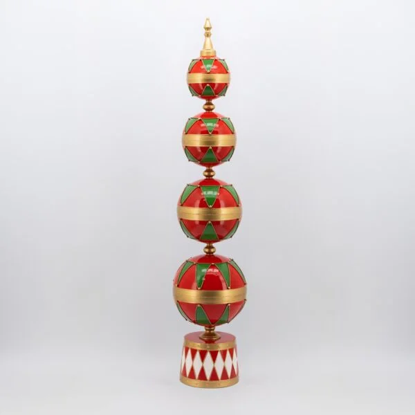 64.8" Tall Christmas Ornament Display Tower in Red, Green, & Gold