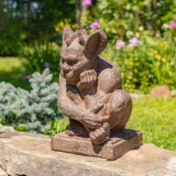 18" Tall Gargoyle Statue Kneeling in Thought in 2 Color Options