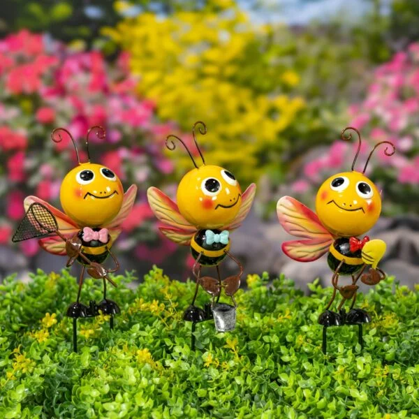 Set of 6 Metal Bumblebee Garden Stakes "The Bumble Bunch"